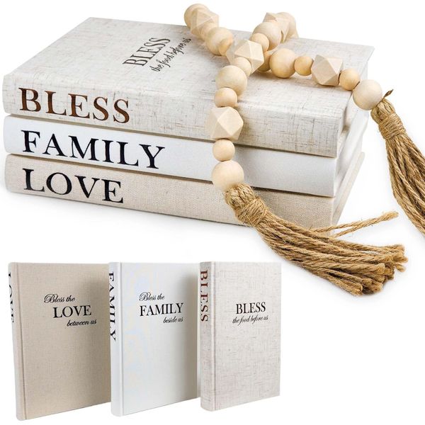 Linen Covered Decor Books 3 Pieces Decorative Books For Home Decor Coffee Table