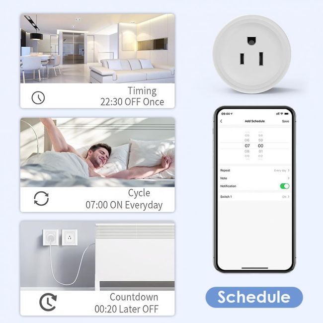 WIFI Smart Plug US Timing Wireless Outlet Control Function Plug by Ewelink  App