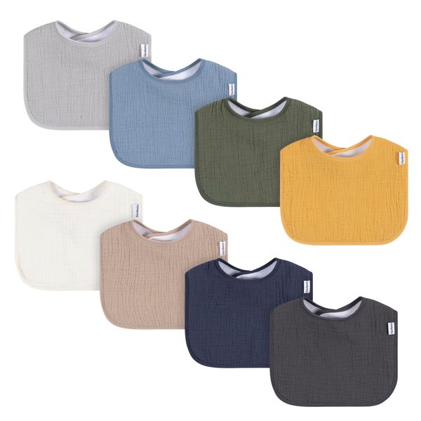 Gerber Baby Muslin 8 Pack Drooling Bibs, Multi Boy, One Size