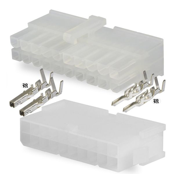 Molex (20 Circuits) Receptacle and Plug Housing w/ Terminals18-24 AWG Mini-Fit Jr