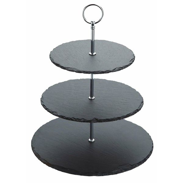 Vision4ever 3 Tier Natural Slate Cake Stand Wedding Plates Party Tableware