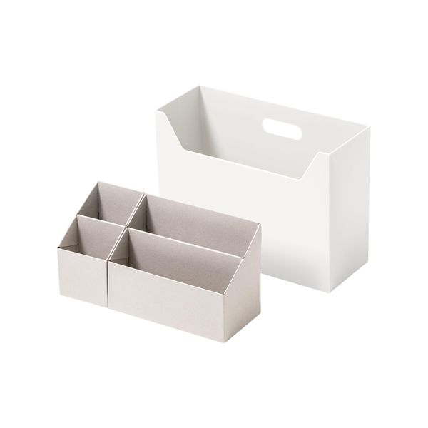 LIKE-IT MB-02 Storage Box, Inner Size S x 1, Large Size x 1, Set of 1, All White, File Box, Group Storage, Position Control, Convenient to Carry