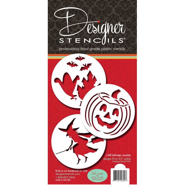 Designer Stencils Halloween Cookie Stencils (Witch - Jack-o-lantern - Ghosts), Beige/semi-transparent