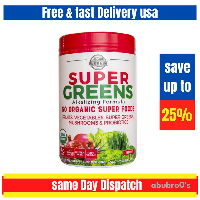 Organifi Super Green Juice Drink 50 Organic Superfood Supplement Powder Berry.