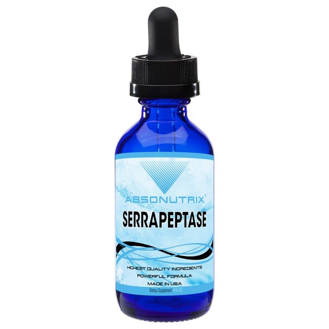 Absonutrix Serrapeptase Enzyme 4 Fl Oz Anti oxidant 125000 spu Easy Absorption 120 Servings per Bottle Made in USA