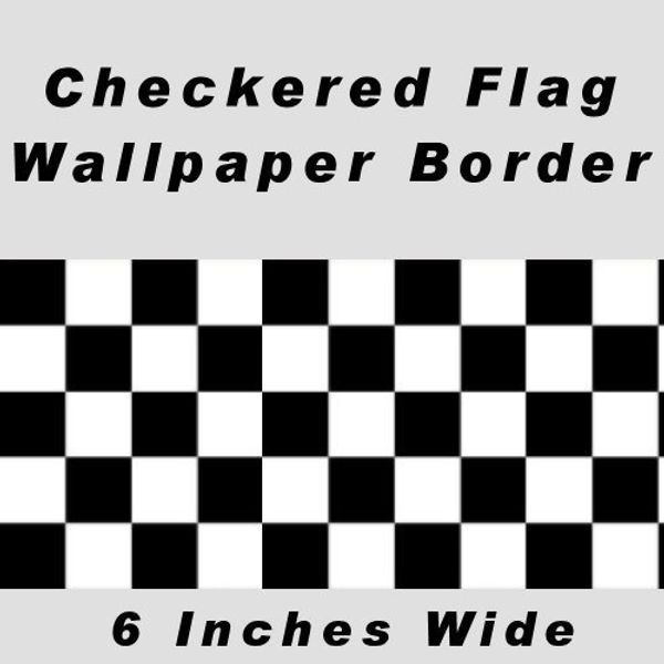 Checkered Flag Cars Wallpaper Border-6 Inch (No Edge)