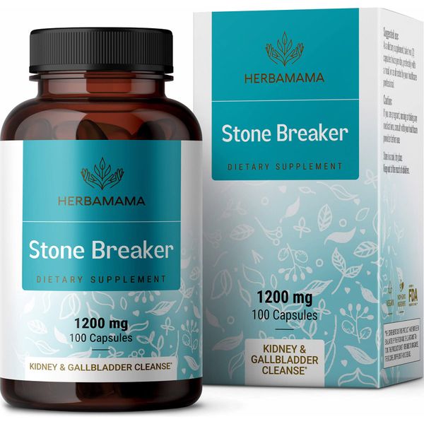 HERBAMAMA Stone Breaker Chanca Piedra Pills - Organic Chanca Piedra Stone Breaker Kidney Stones Dissolver - Kidney & Gallbladder Cleanse - 1200mg, 100 Capsules