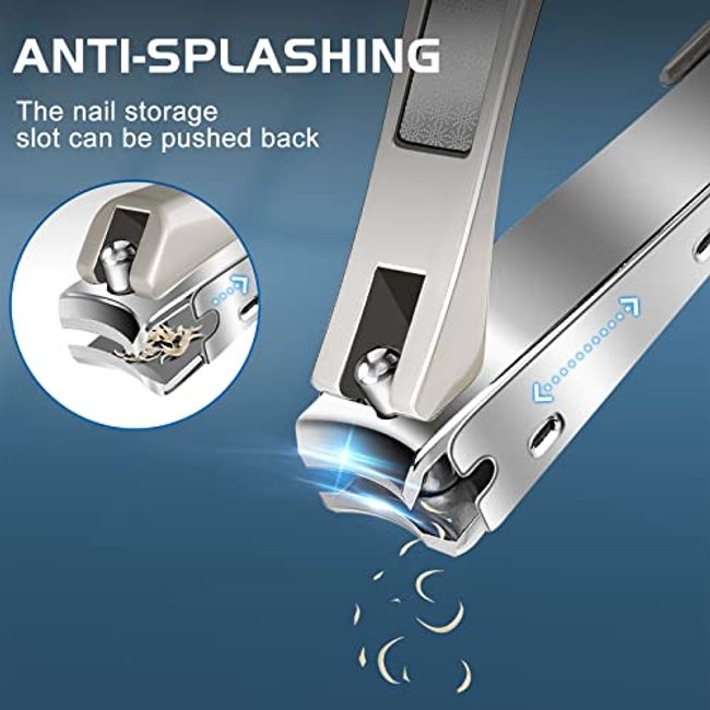 Nail Clippers Men Thick Nails Heavy Duty Toe Nail Clippers Seniors  Stainless Steel Wide Jaw Opening No Splash Fingernail Cutters Long Handle  Silver 