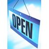 2 sided OPEN & CLOSED Hanging Door Window SIGN w Adjustable CLOCK HILLMAN 848653