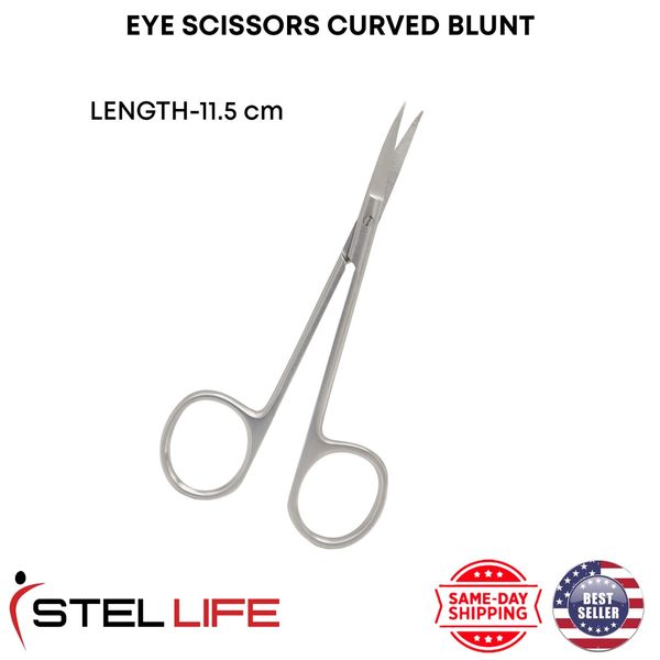 Eye Scissors Curved Blunt Length 11.5cm Ophthalmic Scissors Surgical Instruments
