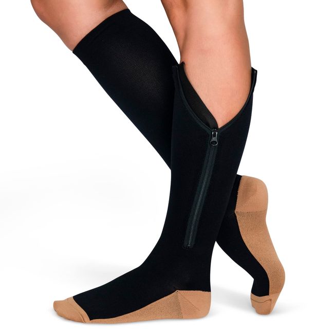 TheraMagic™ Zipper Compression Socks for Men & Women, 20-30mmHg Closed Toe Graduated Zippered Compression Stocking