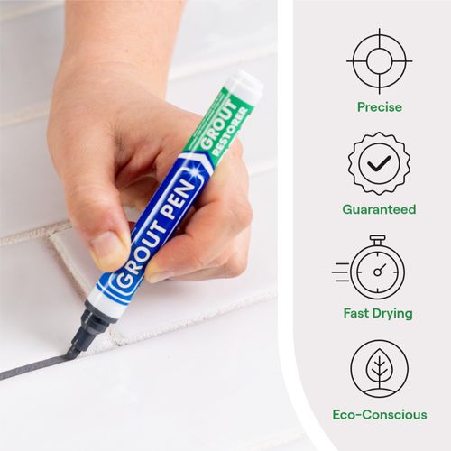 Twin Pack (DARK GREY) Grout Pen - Designed for restoring tile grout in bathrooms & kitchens