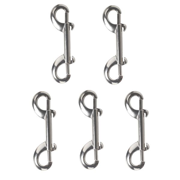 Gtwinsone 5 Pcs Double Ended Bolt Snap Hooks Zinc Alloy Double End Trigger Clip Clasp Spring Loaded Diving Clips Durable Snaps Carabiner for Dog Leash Key Chain Pet Feed Buckets (Silver)