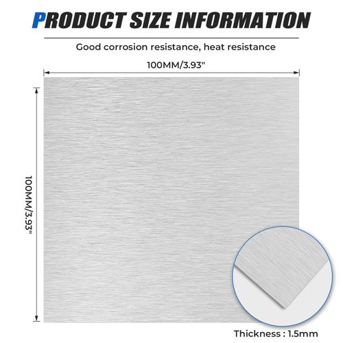 Uxney 6061 T651 Aluminum Sheet,4" x 4"-16 Gauge(1.5mm) Thickness,99.9% Pure Aluminum Plates for DIY, Jewelry, Electrical, Repair, Industrial(1 Pac