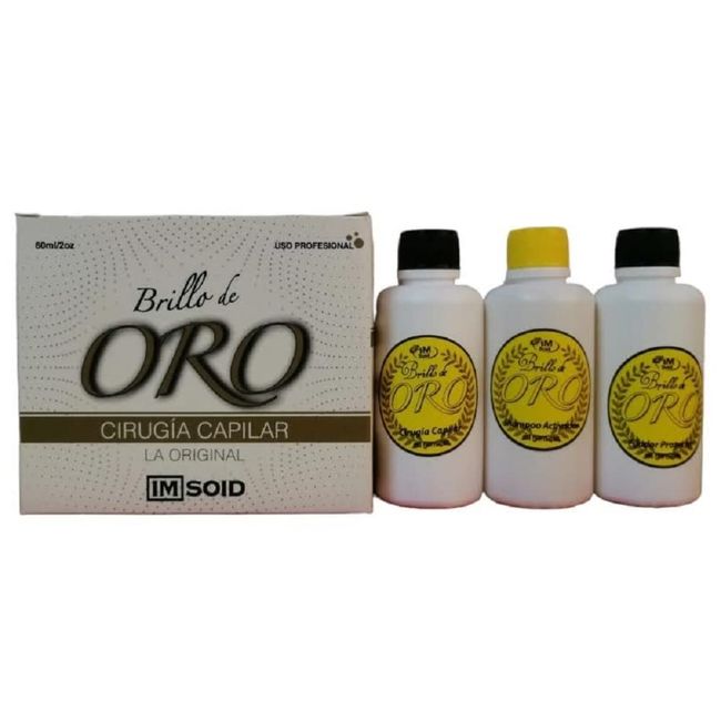 HoresTingbb Cirugía Capilar Brillo De Oro (3 pasos) 60ml/ 2 oz Incluye Shampoo, Cirugía y Sellador para el cabello