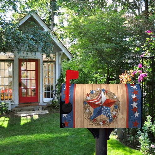 Dacawin 4th of July Patriotic Mailbox Covers Magnetic Standard Size 21 x 18 Inch American Flag Independence Day Mailbox Wraps Postbox Covers Garden Yard Decorations for Outdoor