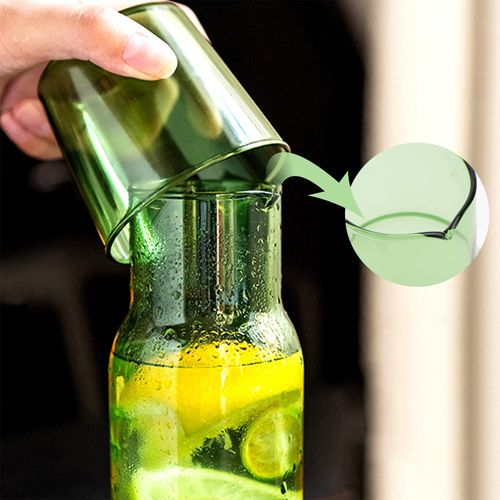 Angoily Carafe with Cup Nightstand Water Carafe Water Cup, Bedside Night Carafe Pitcher and Tumbler Glass, Hot Cold Water Milk Beverage Pitcher with Matching Glasses for Bedroom Home Restaurant Green