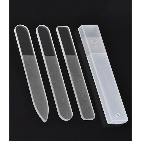 3 Pcs Glass Nail File Set for Natural Nails,Nano Nail File and Buffers Nail Shiner Polisher with Case Professional Manicure Tools Kit