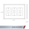 TayMac 4440W Paintable Triple Toggle Light Switch Wall Plate Cover, White, 3-Gang