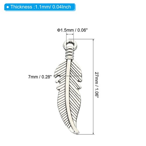 PATIKIL Feather Charm, 50Pcs Mini Feather Pendant Charm Bulk Metal DIY Dream Catcher for Jewelry Making Bracelets Earrings Necklace Crafts Keychain, Silver Tone