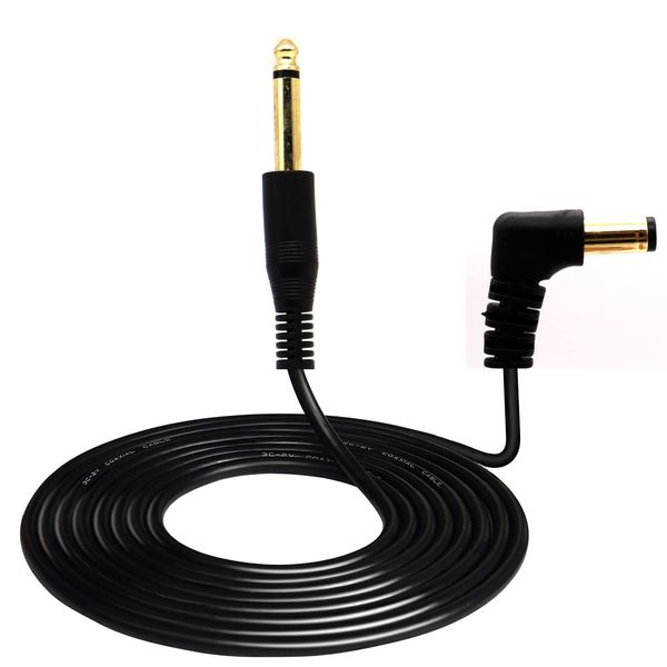 Tattoo Clip Cable, LOKEKE Gold-Plated OD2.2MM 6.35MM to 5.5*2.1MM Male to Male with 90 Degree Tattoo Clip Machine Connector Power Cable Cord for Tattoo, 5.9FT