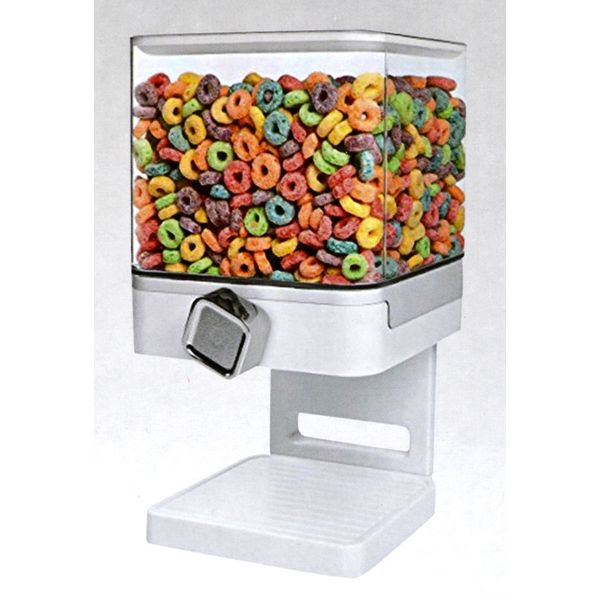 Double/Single Cereal Dispenser Dry food Container Machine/Storage holds 19 Ounces Food (Single Dispenser White)