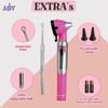 Fiber Optic Pink Mini Otoscope Ear Healthy Tool for Home use with Extra Replaceable LED Light