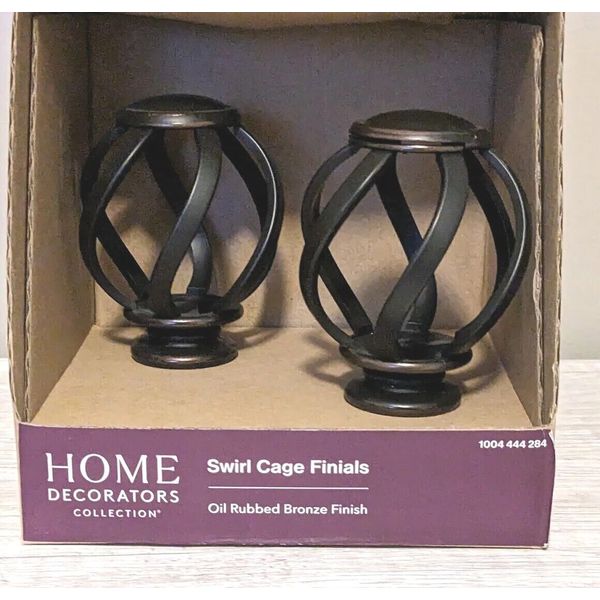 Swirl Cage SET OF 2 Home Decorators  Finials Oil Rubbed Bronze Finish.