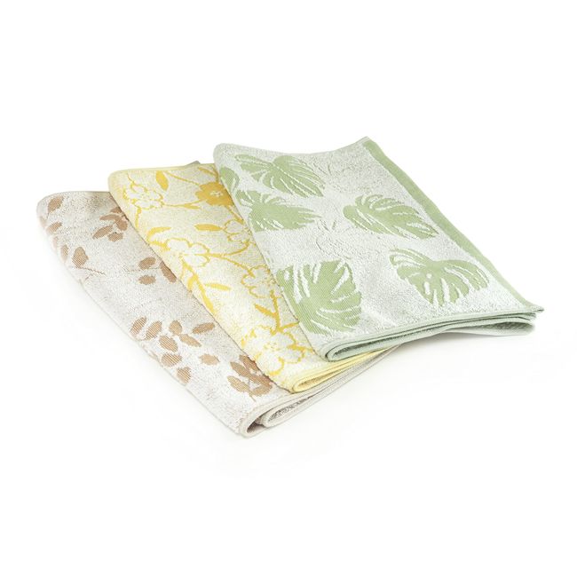 Kosugizen Senshu Towel, Face Towel, Plant, 13.4 x 31.5 inches (34 x 80 cm), Set of 3 Patterns