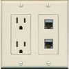 RiteAV 2 Port Cat7 Shielded Ethernet Wall Plate - Outlet [Light-Almond]
