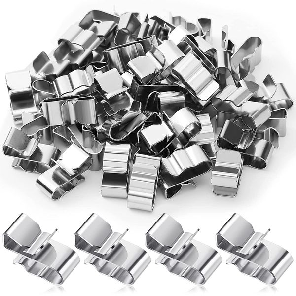 50 Pcs Stainless Steel Trailer Frame Wire Clips 0.89" for Solar Panel PV Wiring