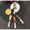 4pcs Hand Painted Boot Decor Resin Handle with Stainless Steel Blade Spreader