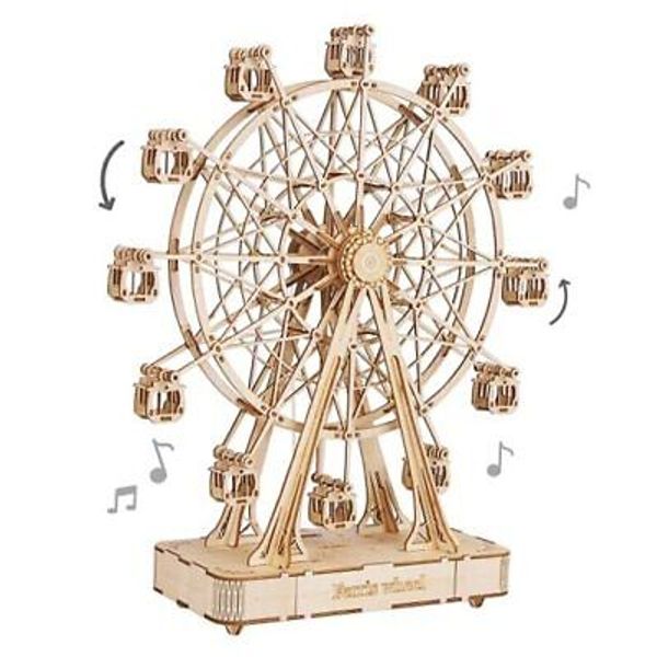 3D Wooden Puzzle Hand Crank Music Box Machinarium Toys-DIY Wood Craft Kit