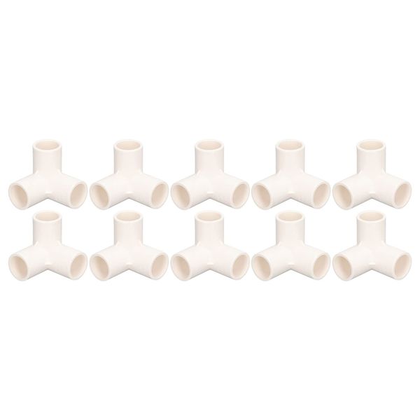 Kadimendium 10PCS 3 Way Pipe Fittings PVC Plastic Tee Fitting Elbow Corner Connector 25mm Inner Diameter 90 degree PVC Elbow Pipe Fittings(White)