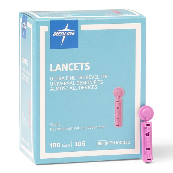 Medline General Purpose Lancet, Can be Used with Most Universal Lancing Devices, 30G, Box of 100