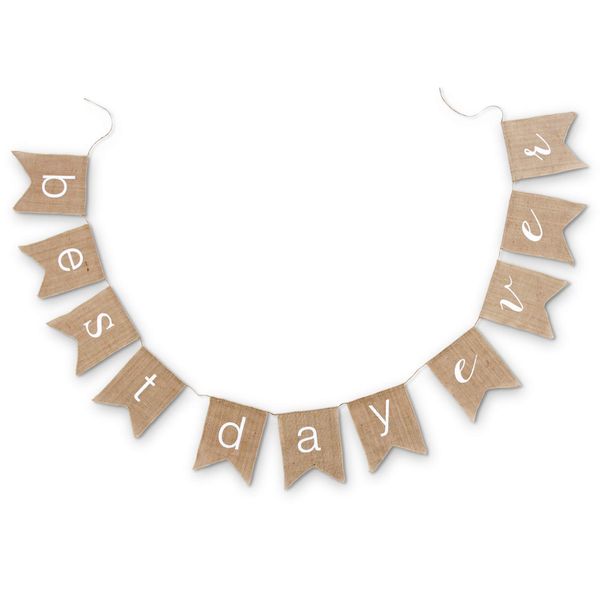 Weddingstar "Best Day Ever" Natural Bunting, Burlap