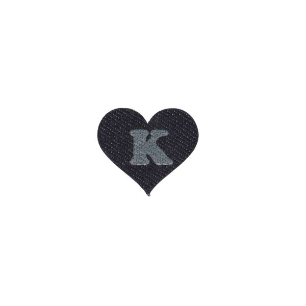 Heart & Alphabet K Iron-On Denim Fabric