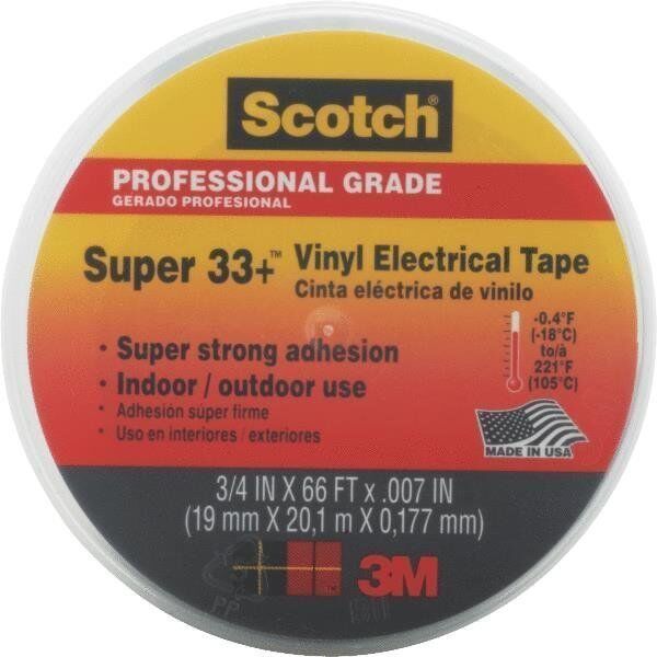 3/4" X 66' SCOTCH VINYL PLASTIC ELECTRICAL TAPE WITH DISPENSER
