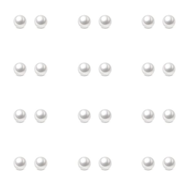 Charisma 4mm Composite Pearl Earrings Round Ball Pearls Stud Earrings Hypoallergenic 12 Pairs Imitation Pearl Earrings Set for Girls Women