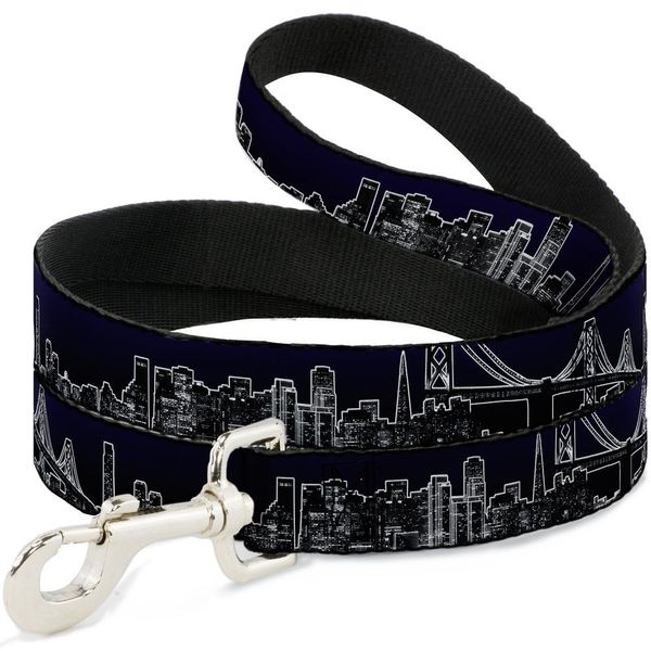 Dog Leash San Francisco Vivid Skyline Midnight Blue 4 Feet Long 0.5 Inch Wide