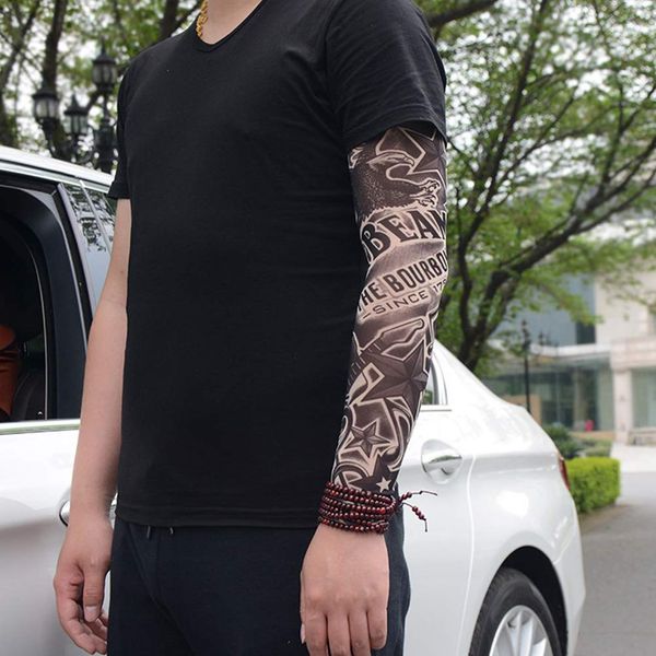 SPYMINNPOO 1 Stück Temporäre Tätowierung, UV-Schutz Druck Ärmel Armwärmer Outdoor Temporäre Fake Tattoo Armmanschette (TS-78)