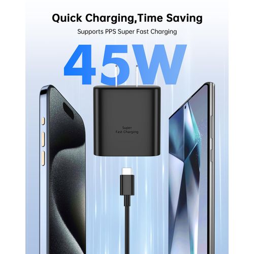 45W Super Fast Charger Type C with 10FT USB C Charger for Sam-Sung Galaxy S24 Ultra/S23 Ultra/S24/S24+/S23/S23+/S22 Ultra/S22/S21, Note S10/S9/S8, Galaxy Tab S10/S9/S8 Z Fold 5/Z Flip 5