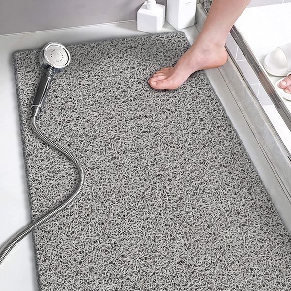 Non-Slip Shower Mat 15.7x36 Inch - Textured Tub Surface - Quick Drying - Grey