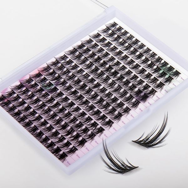 GAQQI Einzelne Wimpern 168pcs Cluster Lashes C Curl 16mm Diy Wimpern Extensions Individuelle Wimpern FüR Augen Make-Up Diy WimpernverläNgerung(09-C 16mm)