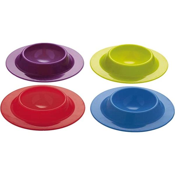 KitchenCraft Colourworks Set of 4 Silicone Egg Cups, Multi-Coloured Rainbow Kitchen Utensil, Accessories for Boiled Eggs