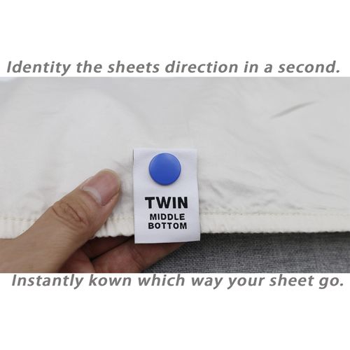Umttery Bed Sheet Labels for Bedding,Identity The Sheets Direction and Size in Seconds, an Elegant and Easy Solution to Label Sheets, 8 Pack[Twin]
