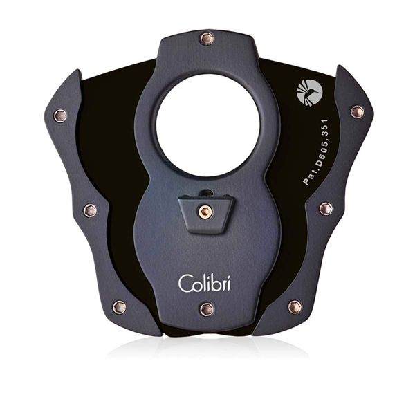 Colibri Premium Cut Cigar Cutter - Ergonomic Stainless Steel, Double Guillotine Style Spring-Loaded Straight Cut Blade, Ideal for up to 62+ Ring Gauge - Gift for Cigar Enthusiasts (Black)