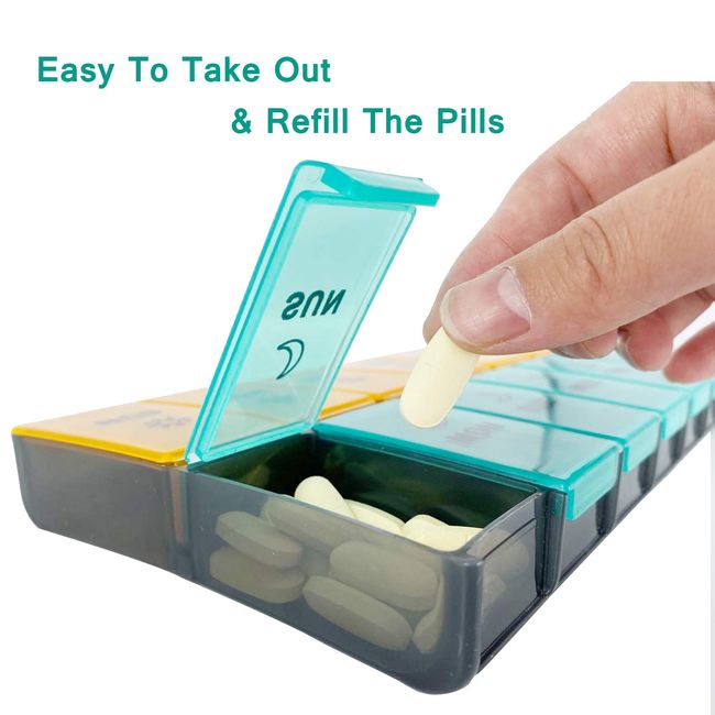 Extra Large Pill Organizer- XXL Pill Box 7 Day - Weekly Pill Organizer with  AM PM Large Compartments Big Pill Case for Supplements Jumbo Pill Holder