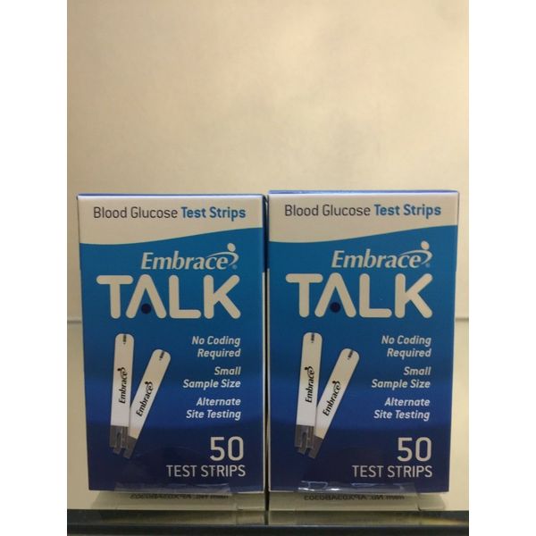 Embrace TALK Blood Glucose Test Strips. 2 Boxes of 50 CT EXP 01/2025 SHIPS FREE